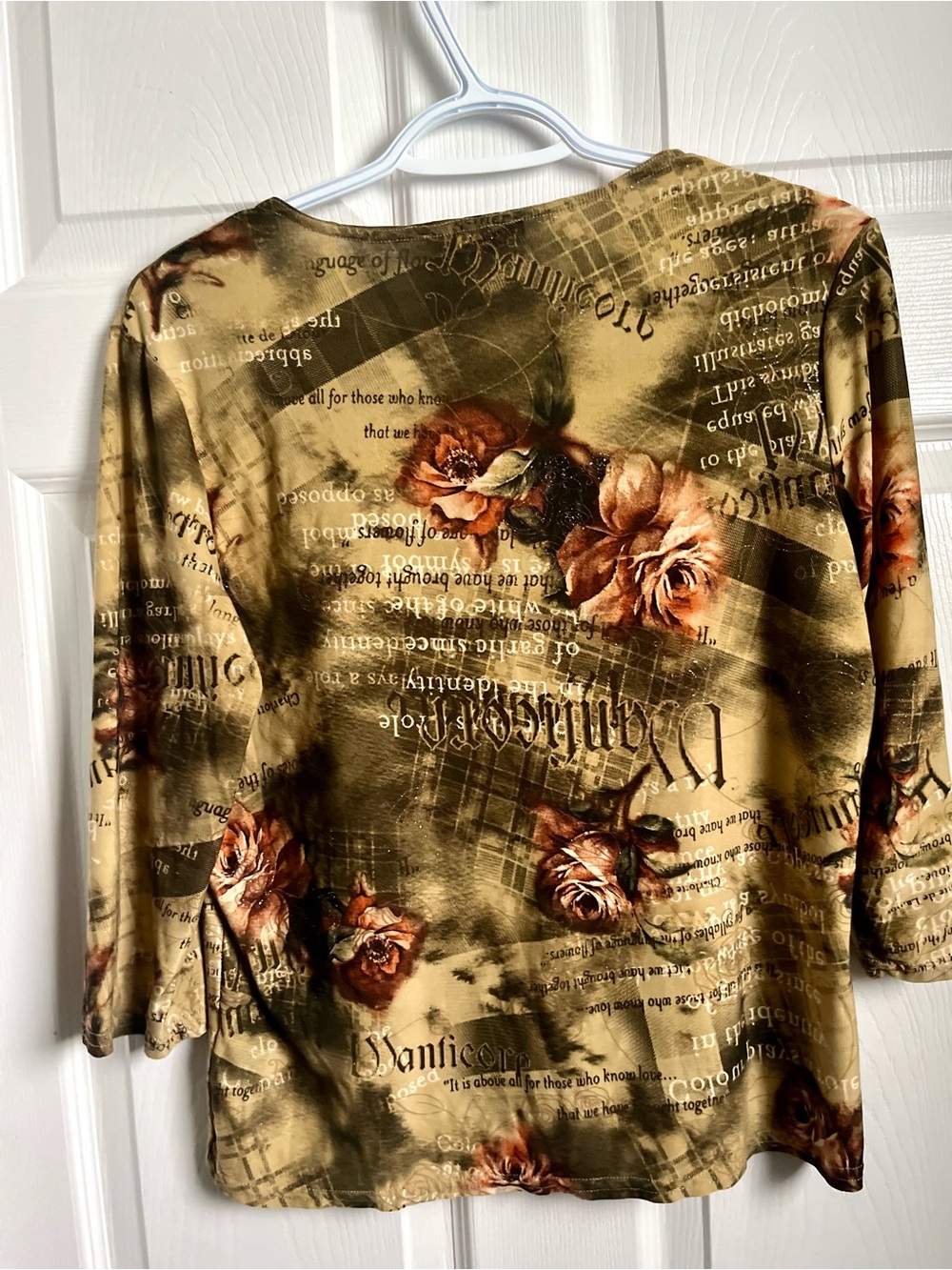 Vintage Vice Versa Top Y2K Whimsigoth Newsprint Floral O-Ring Blouse Medium - Picture 6 of 6